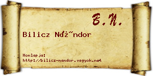 Bilicz Nándor névjegykártya